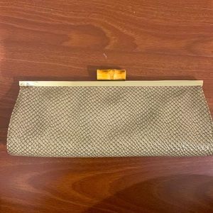 LOFT Snakeskin Clutch With Bamboo Clasp
